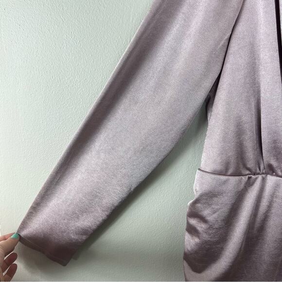 Forever 21 Plus Size Metallic Ruched Mini Dress Lilac Lavender Shiny - Picture 6 of 9